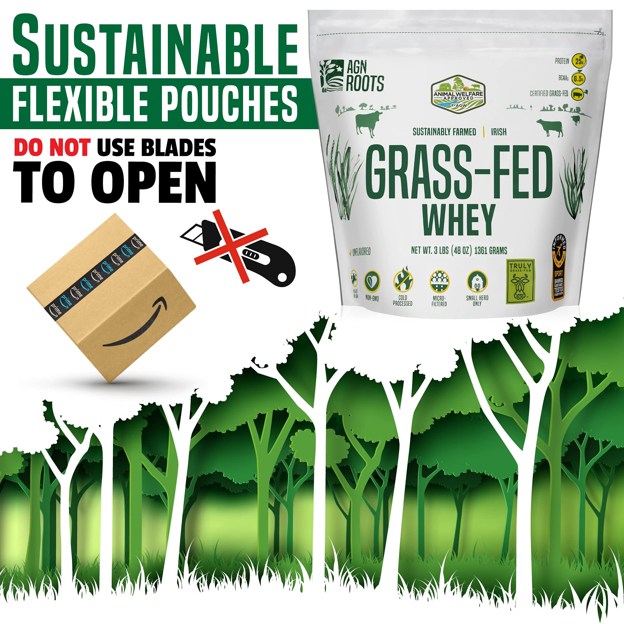 AGN Roots Unflavored whey blends easily into smoothies, coffee, or recipes.