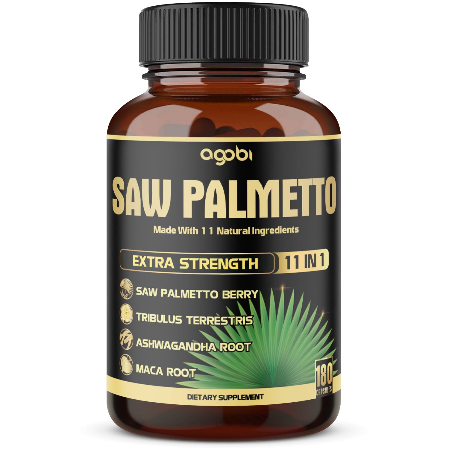 Agobi 11in1 Saw Palmetto bottle with capsules for daily wellness support