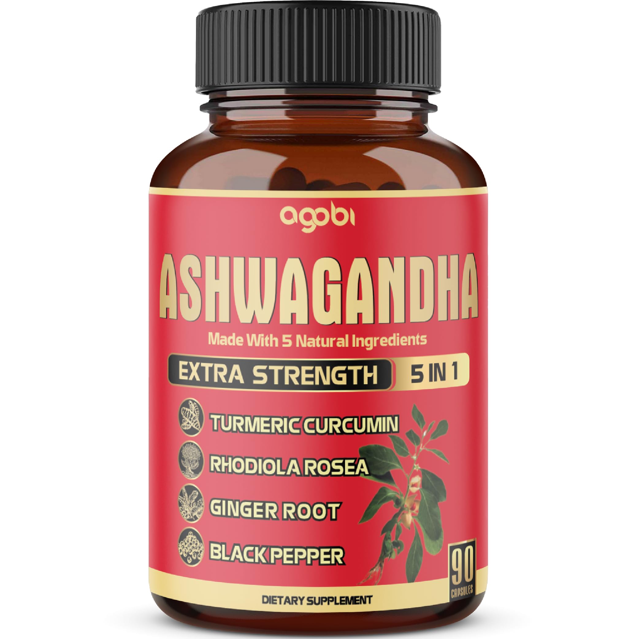Agobi Ashwagandha 90 capsules bottle — convenient daily balance support.