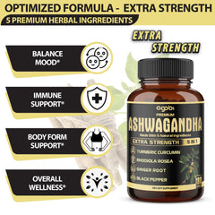 agobi Ashwagandha capsules bottle closeup – convenient daily capsule for consistency