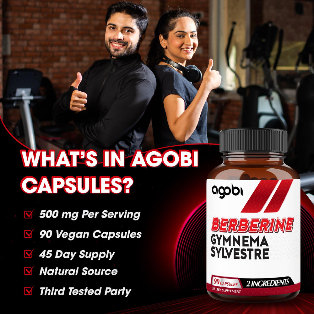 Agobi Berberine gluten-free label emphasizing dietary compatibility.
