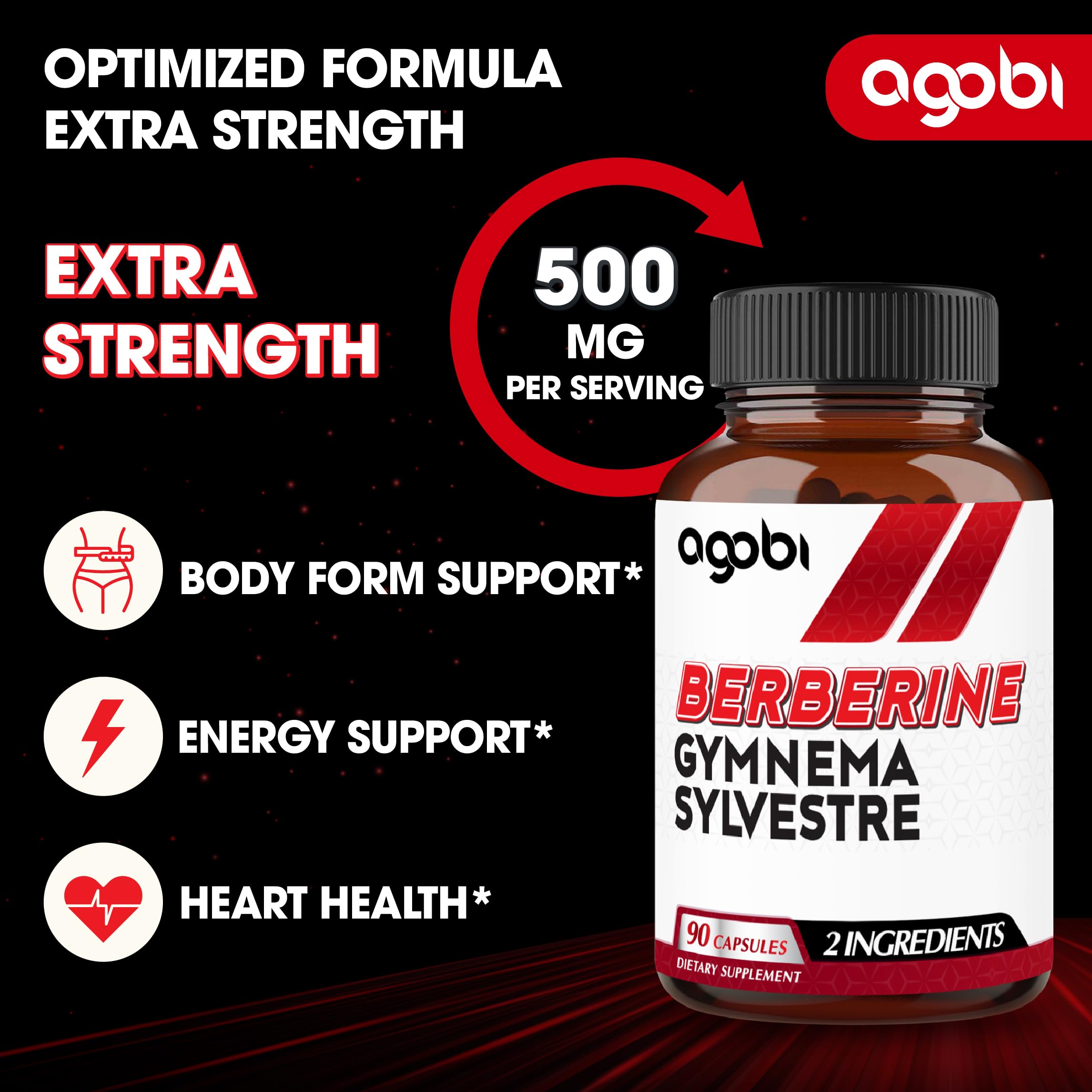 Agobi Berberine with Gymnema Sylvestre ingredient visual for immune and digestion support.