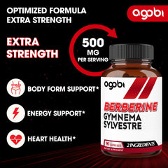 Agobi Berberine with Gymnema Sylvestre ingredient visual for immune and digestion support.