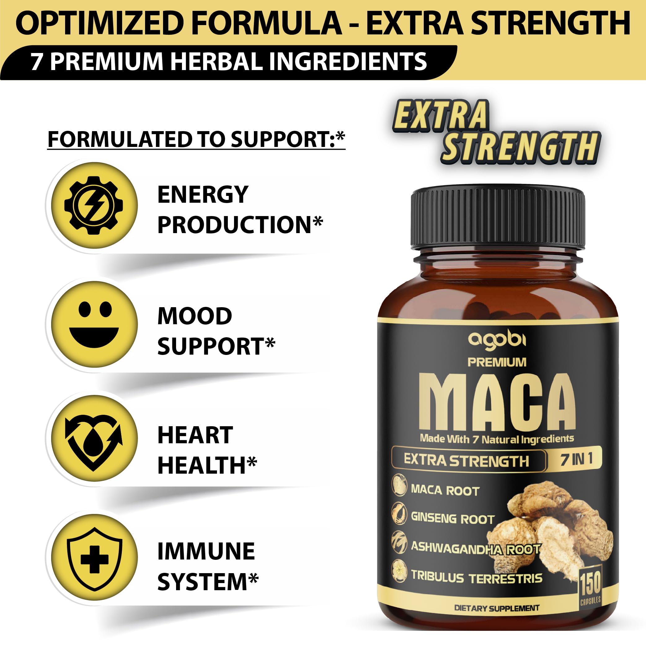 Agobi ginseng tribulus shilajit shatavari capsules show herbal synergy for energy.