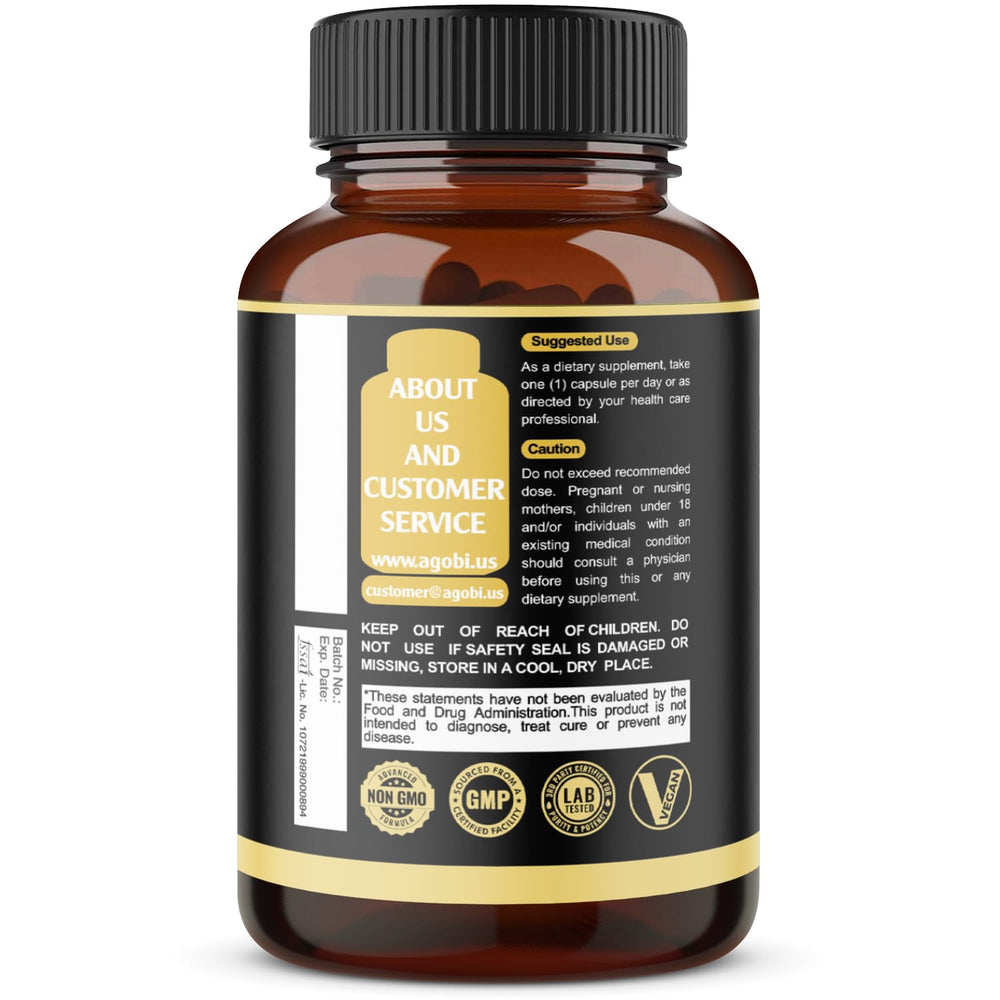 Agobi gluten free vegan label on bottle highlighting dietary compatibility