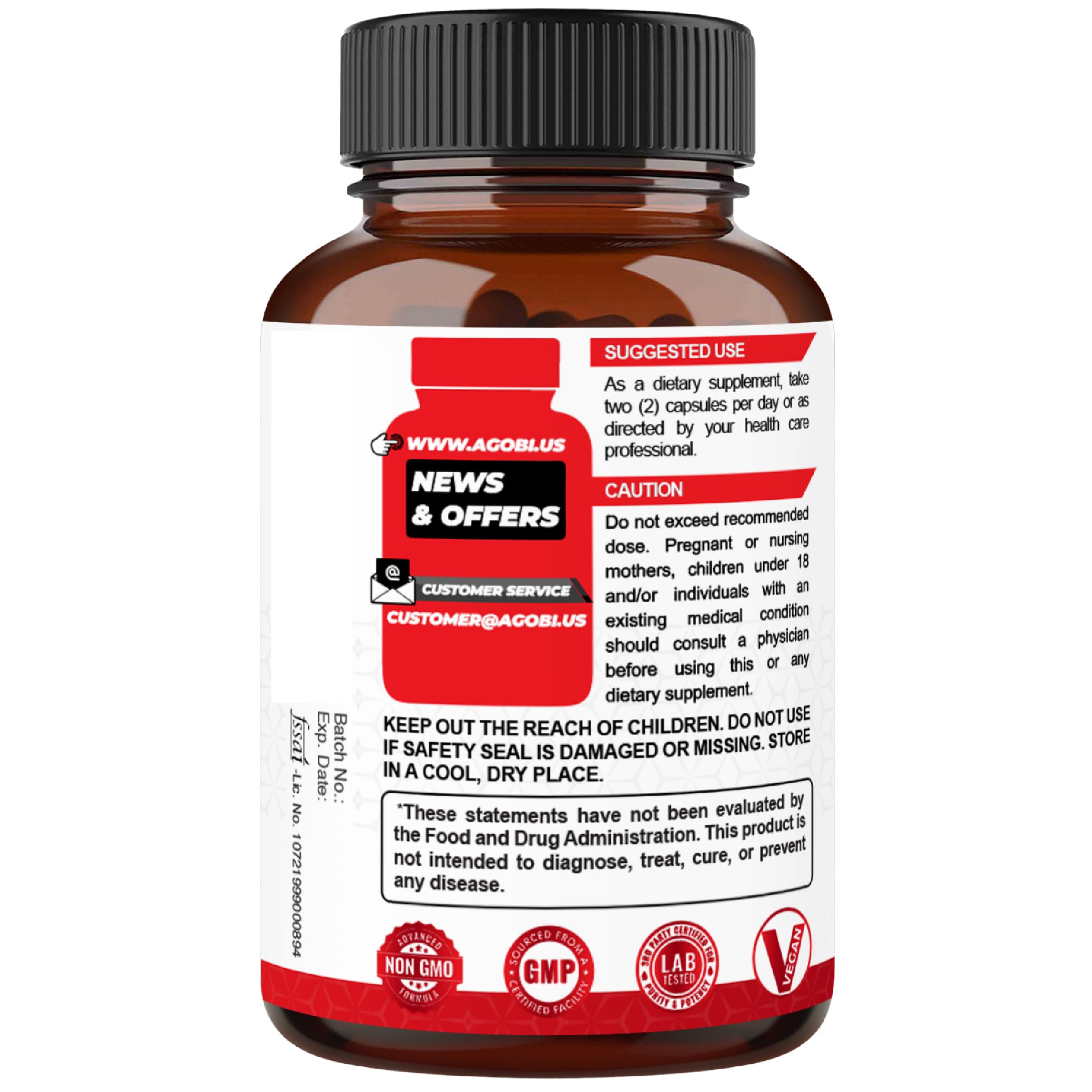 Agobi Non-GMO label highlights clean-label formulation.