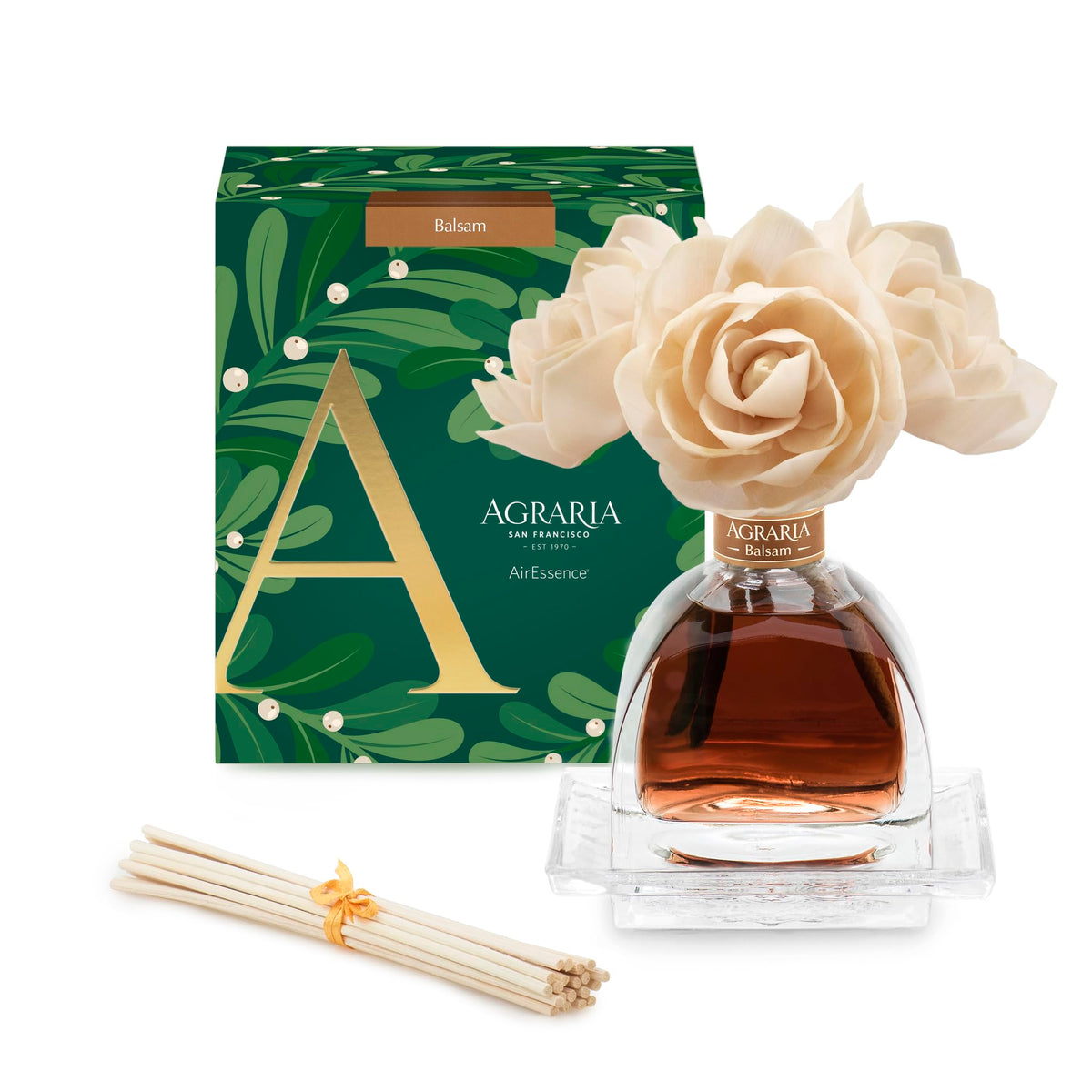 AGRARIA AirEssence diffuser bottle with balsam scent for inviting living spaces.