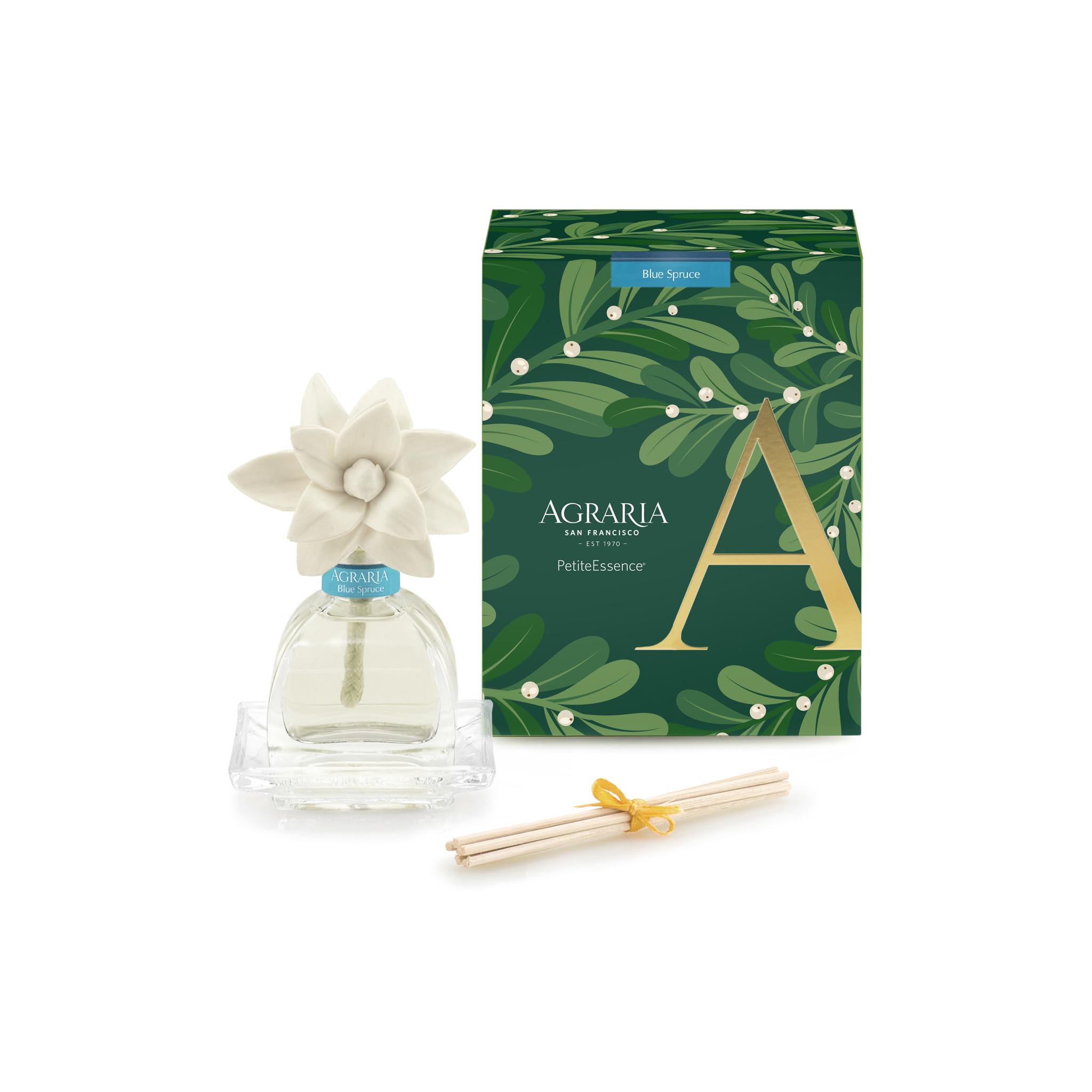 AGRARIA Blue Spruce PetiteEssence diffuser bottle adds luxury scent to any room.