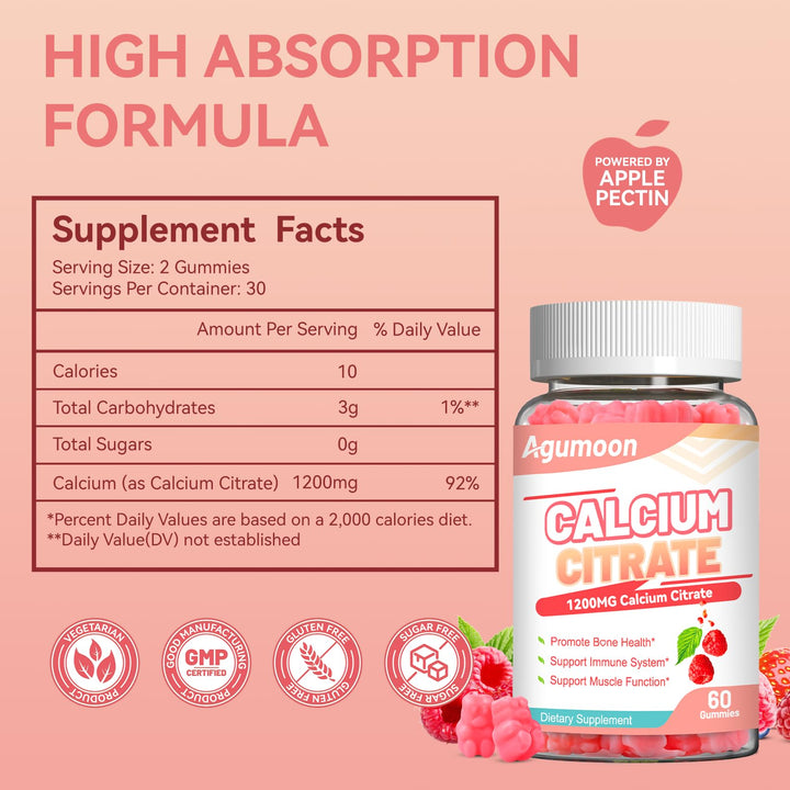 Agumoon calcium citrates chewable texture, soft and pleasant on the palate for everyday use.