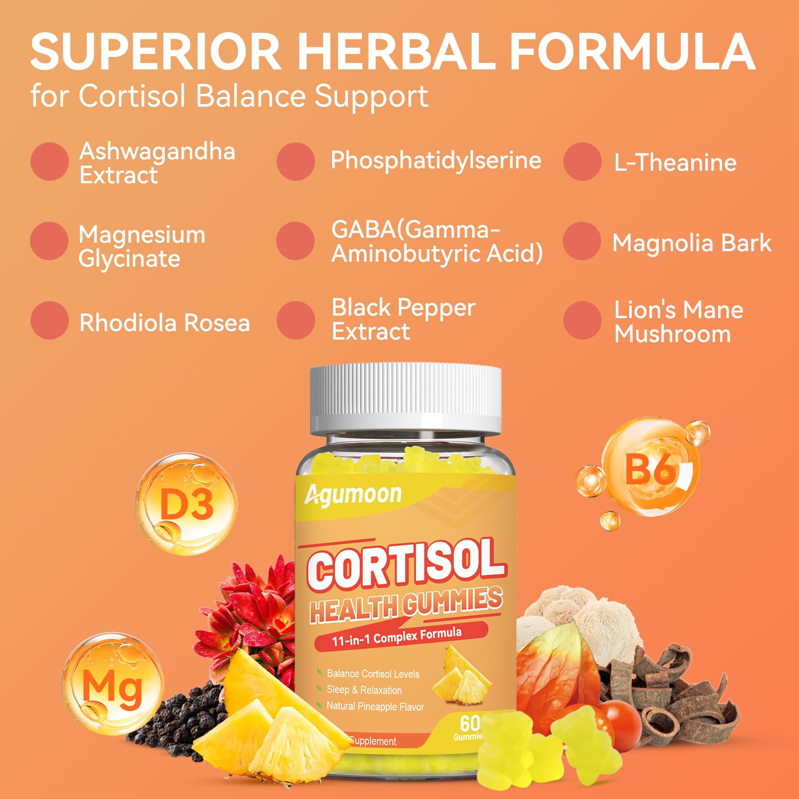 Agumoon Cortisol Gummies on desk suggesting easy daily pairing during work