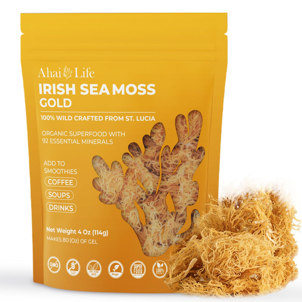 Ahai Life Gold Sea Moss raw 4oz pouch for easy mineral-rich gel.