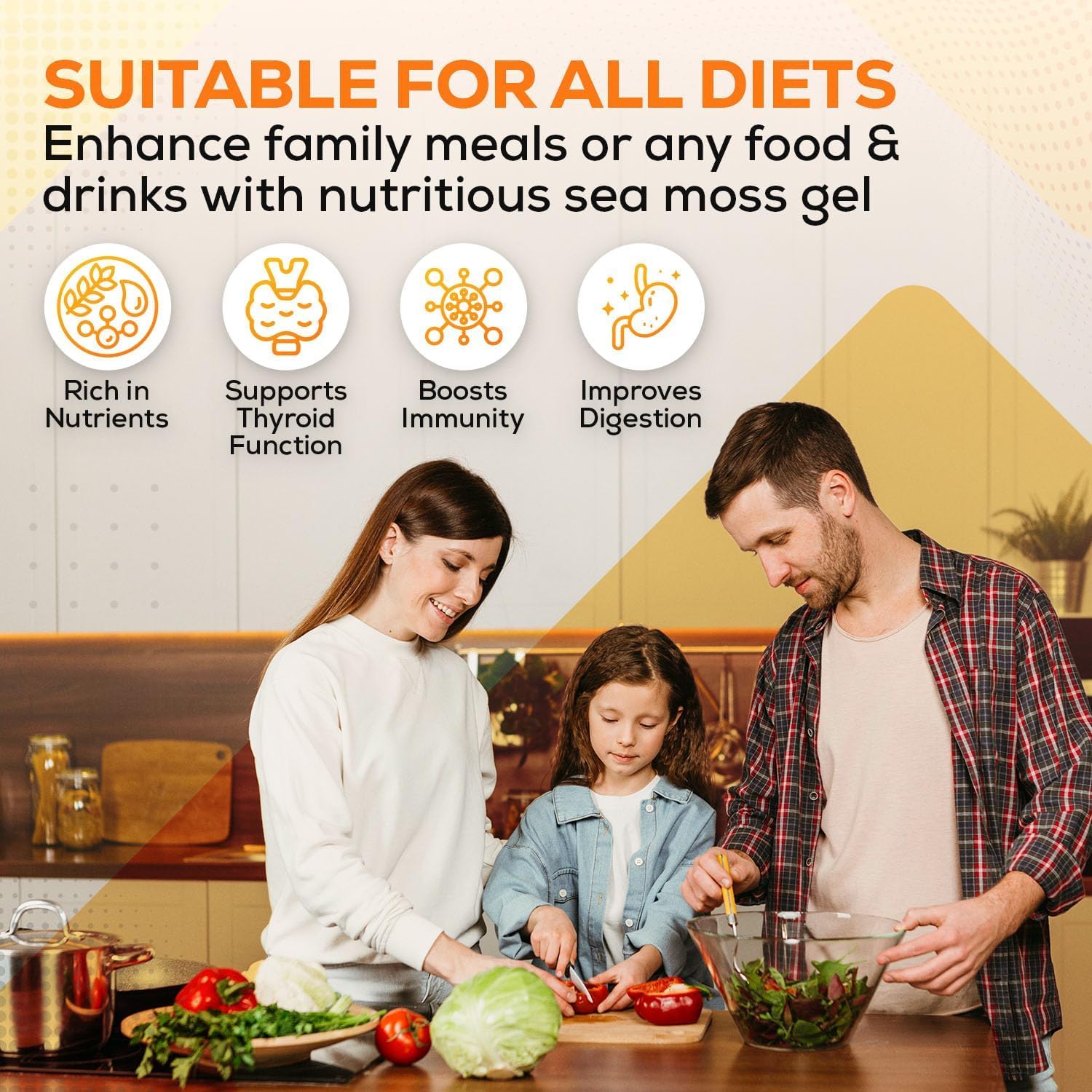 Ahai Life Gold Sea Moss added to tea or smoothie for enrichment.