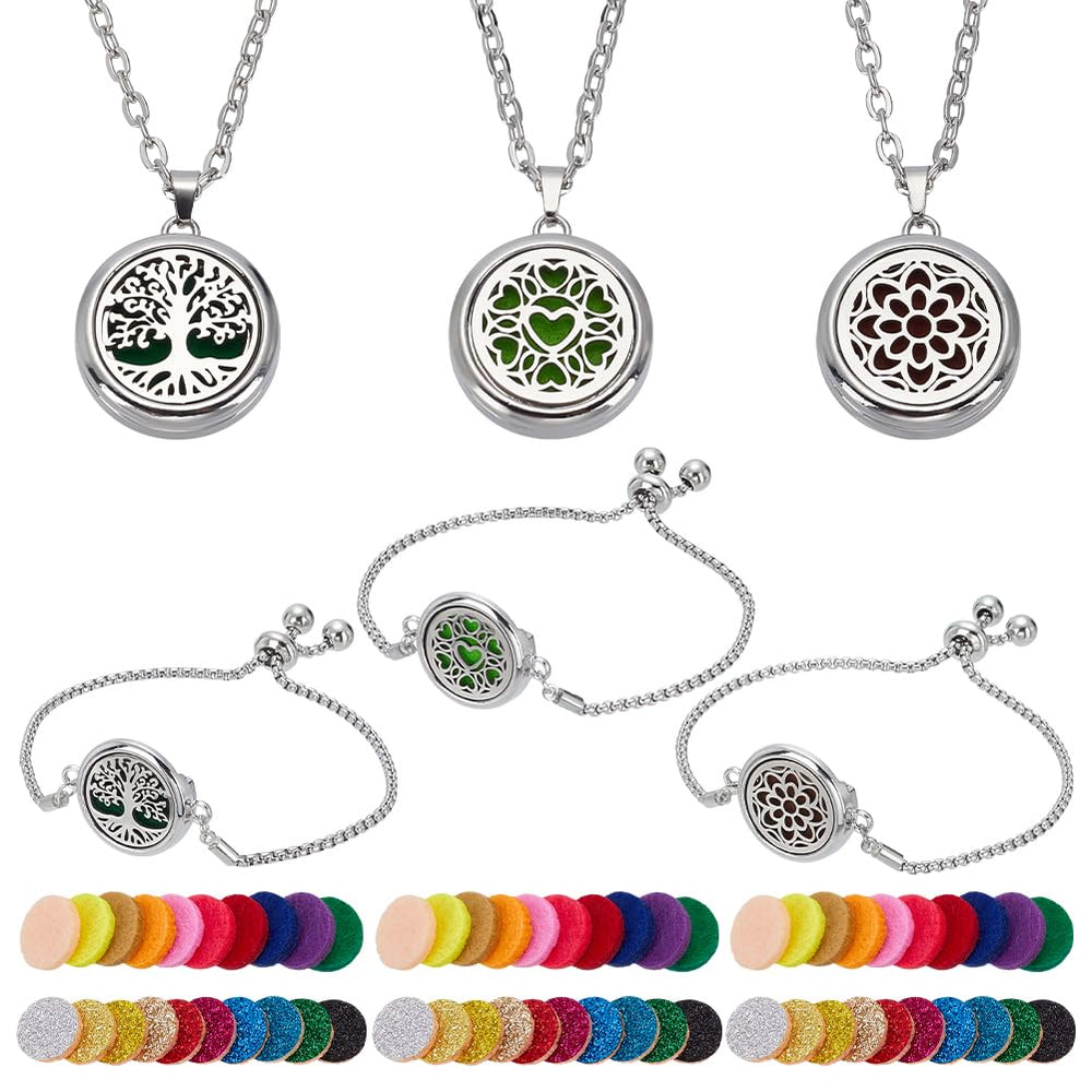 AHANDMAKER diffuser necklace set showcases three interchangeable lockets for aromatic wear