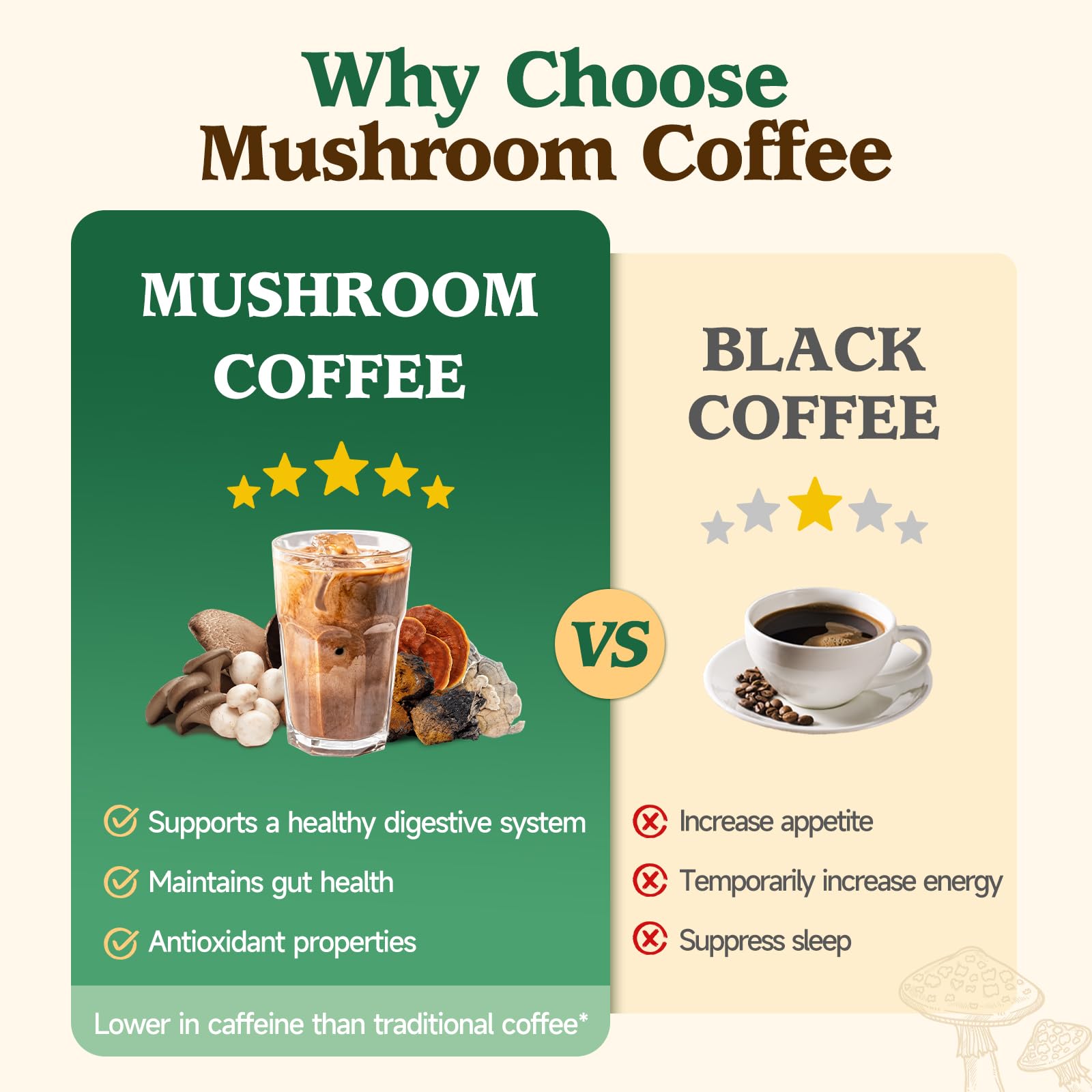 Ahete 10-in-1 Mushroom Coffee label with ingredients ensures transparency and informed choices.