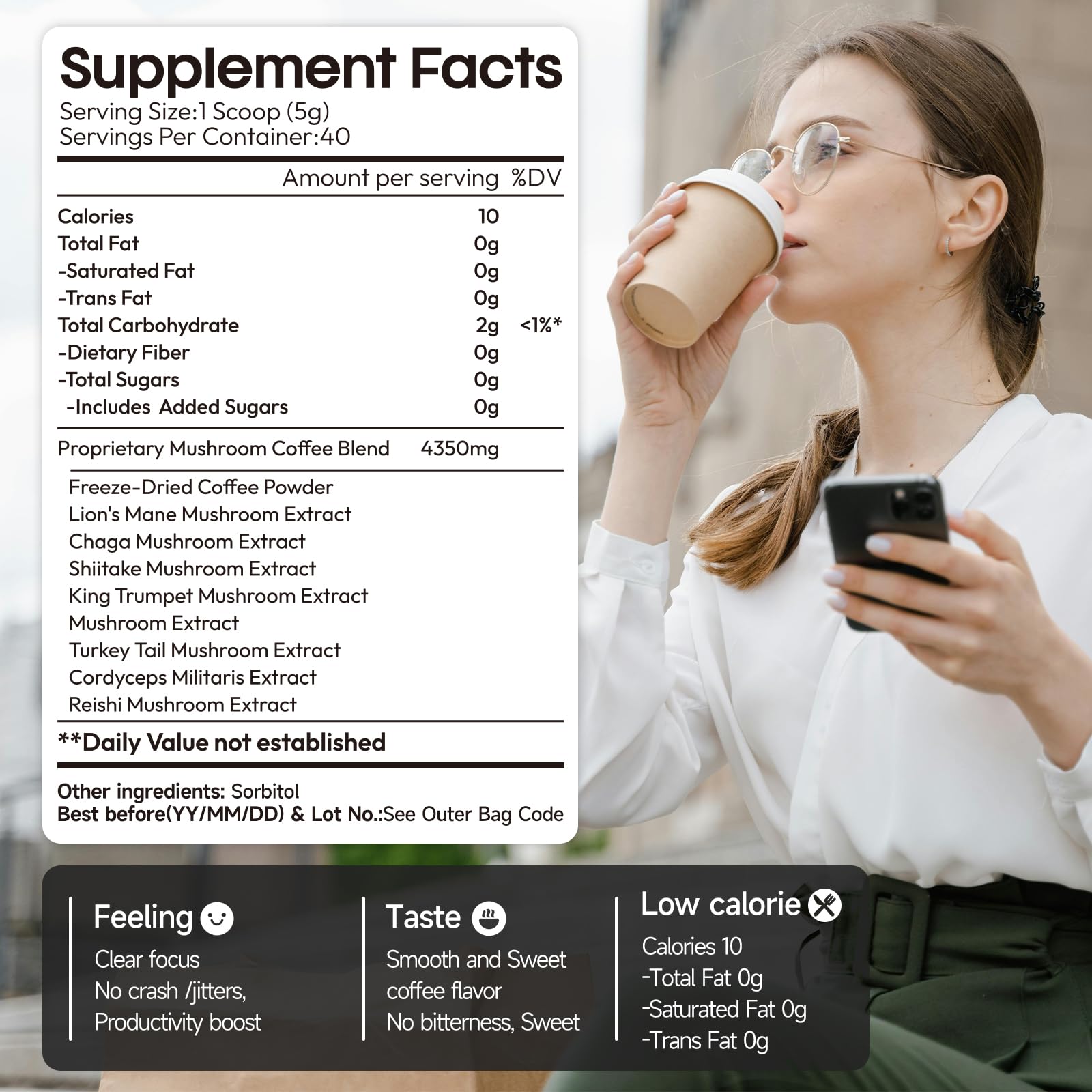 Ahete 10-in-1 Mushroom Coffee pour steaming cup promotes focus and alertness.