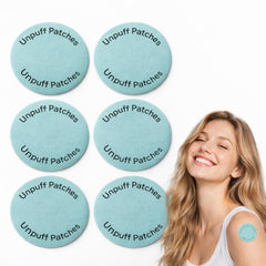 AHHUE Unpuff Patches pack front showing discreet daily wellness solution.