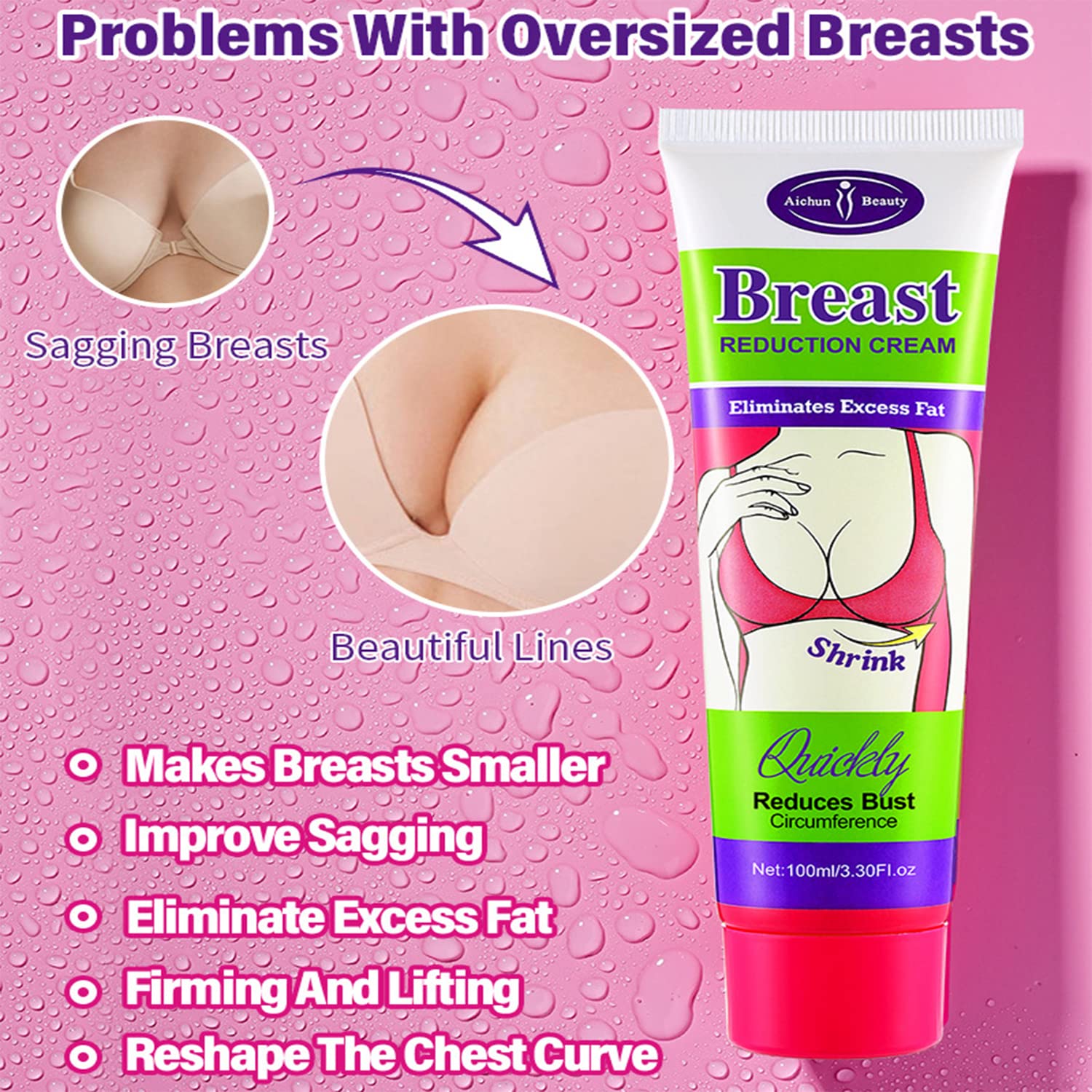 AICHUN BEAUTY cream being applied with circular massage motions on skin.