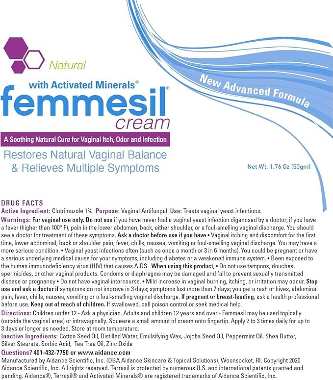 Aidance Femmesil USA FSA/HSA label close-up—simple checkout options.