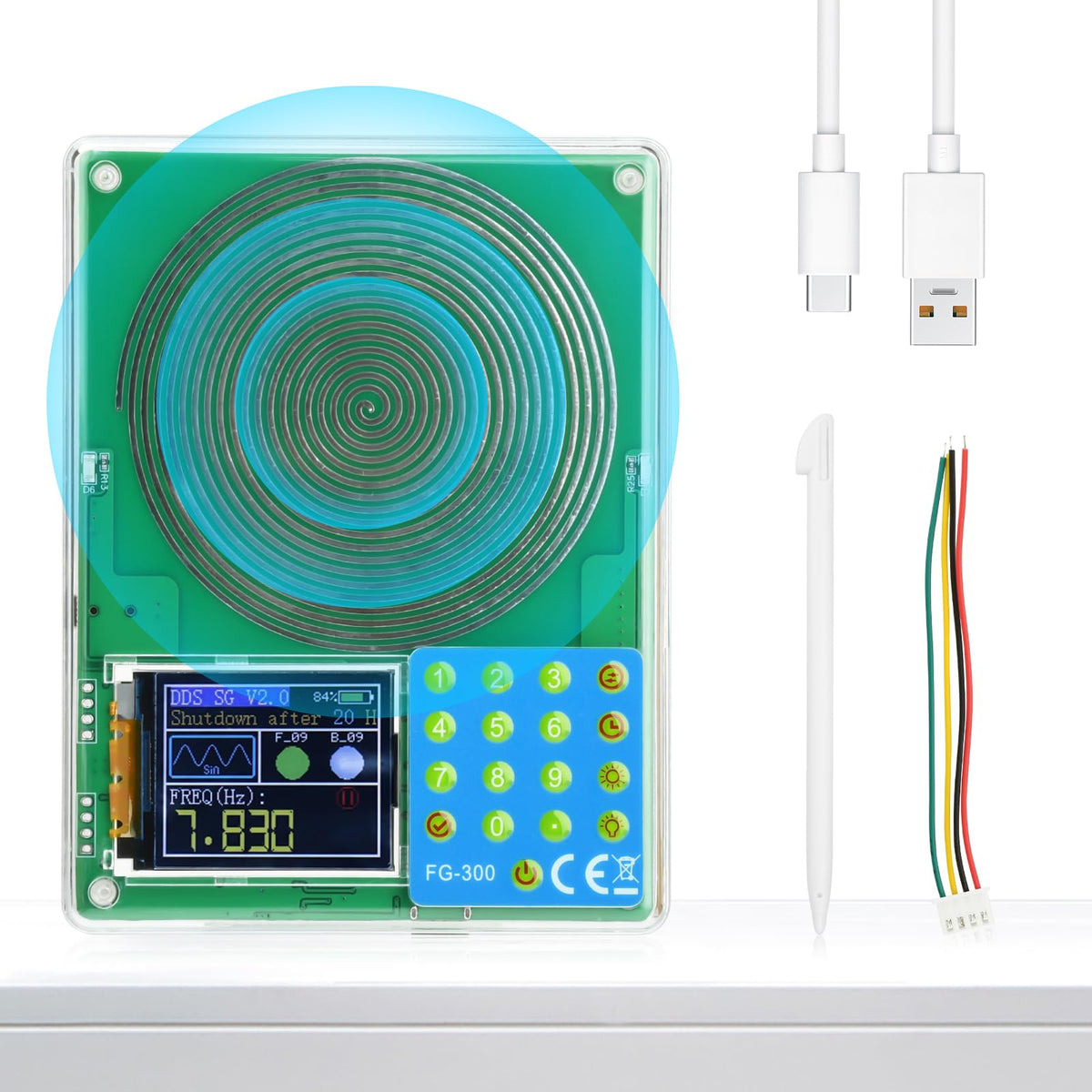 Aideepen signal generator front display showing waveform preview for quick testing