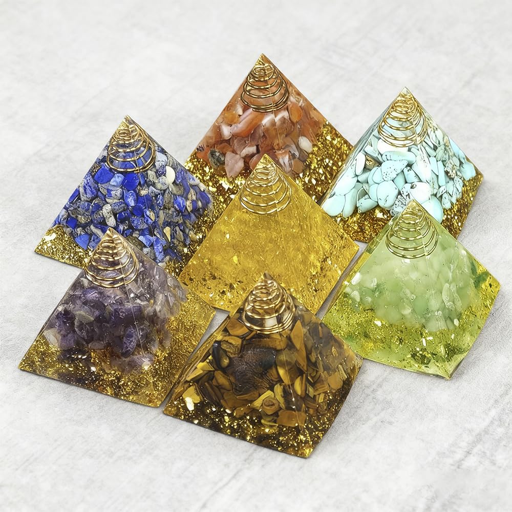 AierCrystal handmade orgone pyramid using natural stones