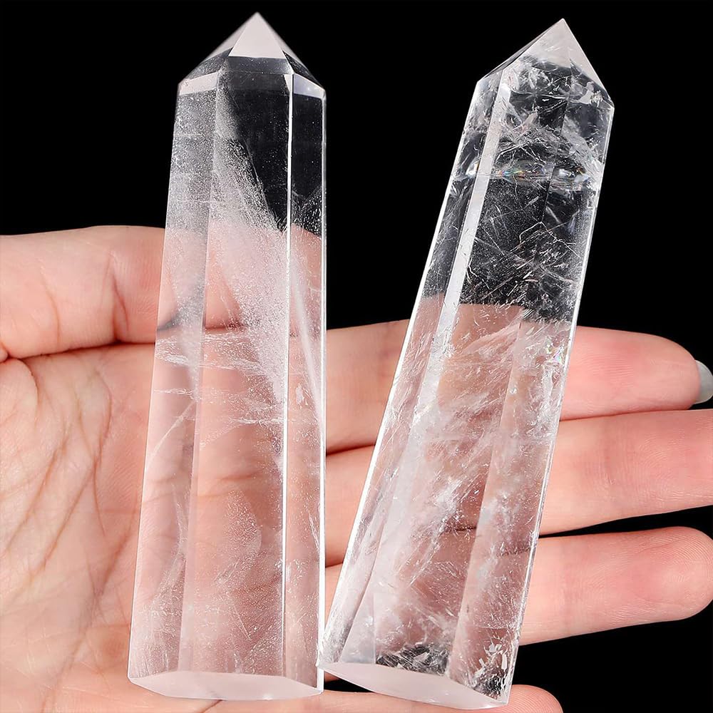 AierCrystal white smelted stone tower figurine enhances desktop decor