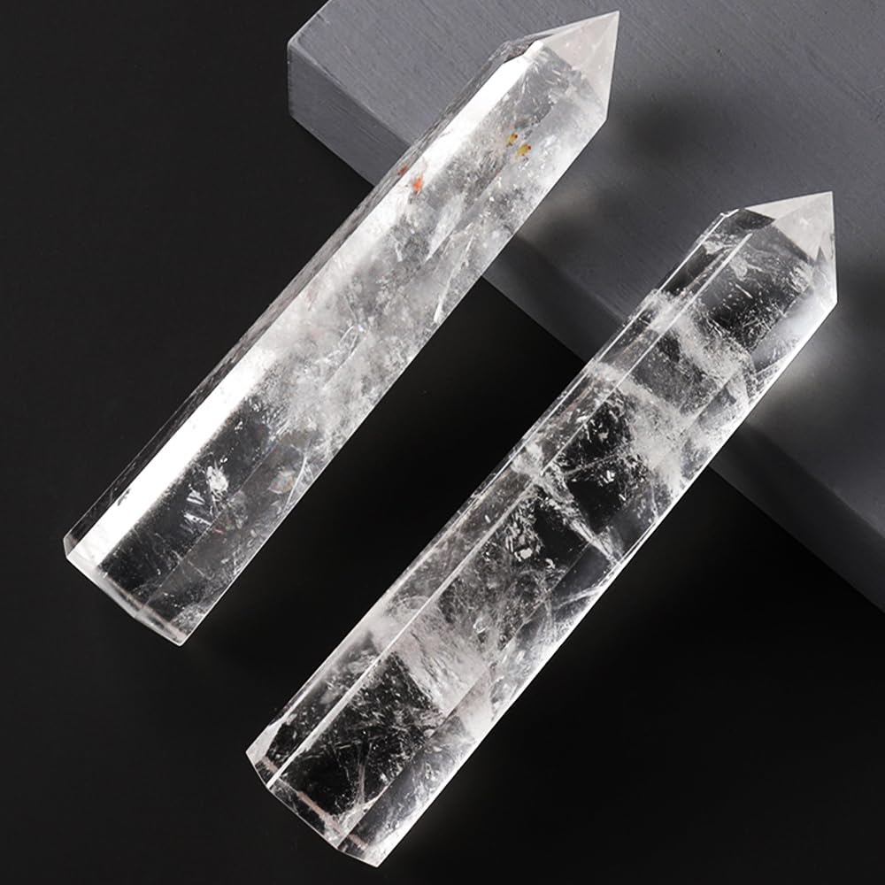 AierCrystal white smelted stone tower figurine adds refined shelf accents