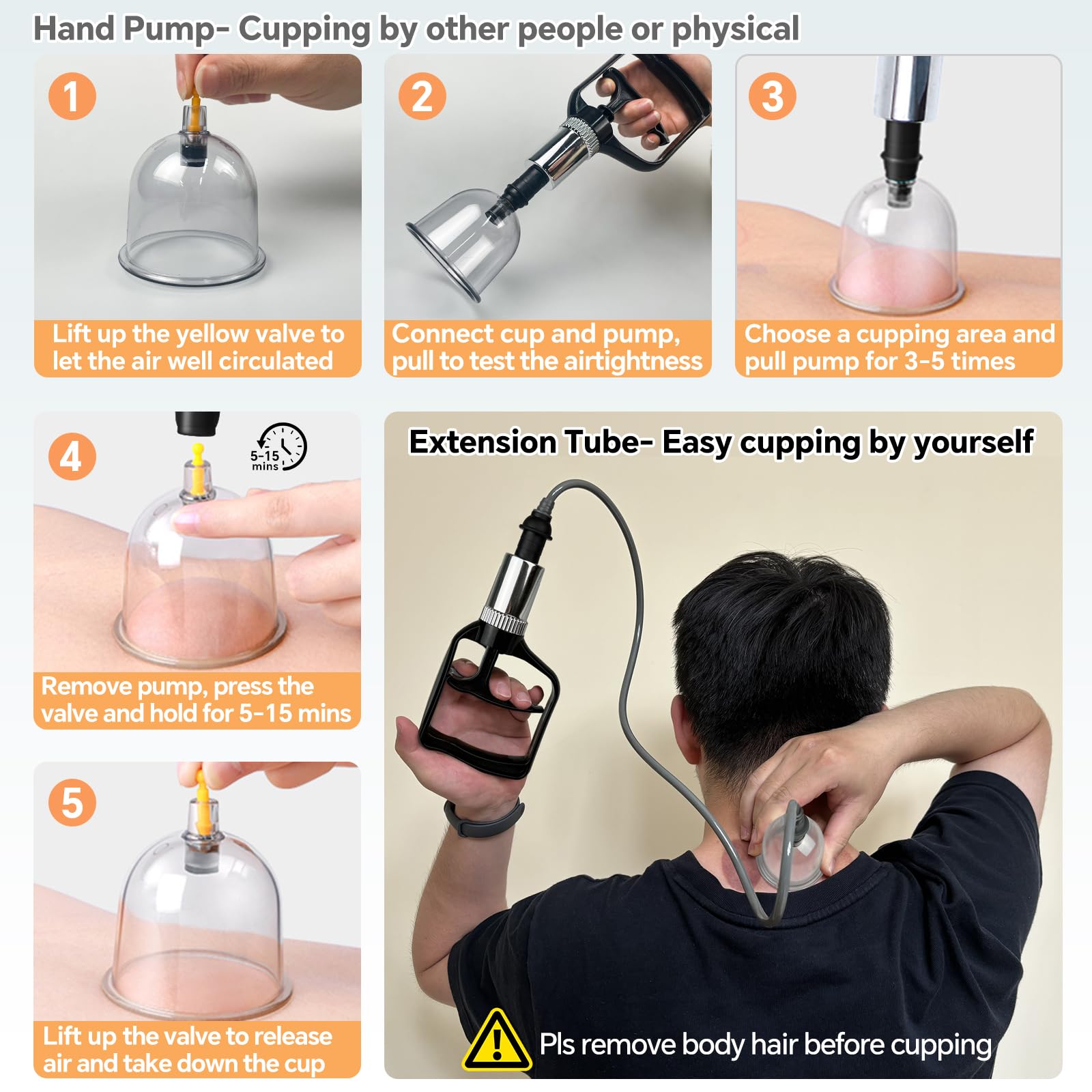 AIKOTOO cupping set extension tube enables easy self-use at home.