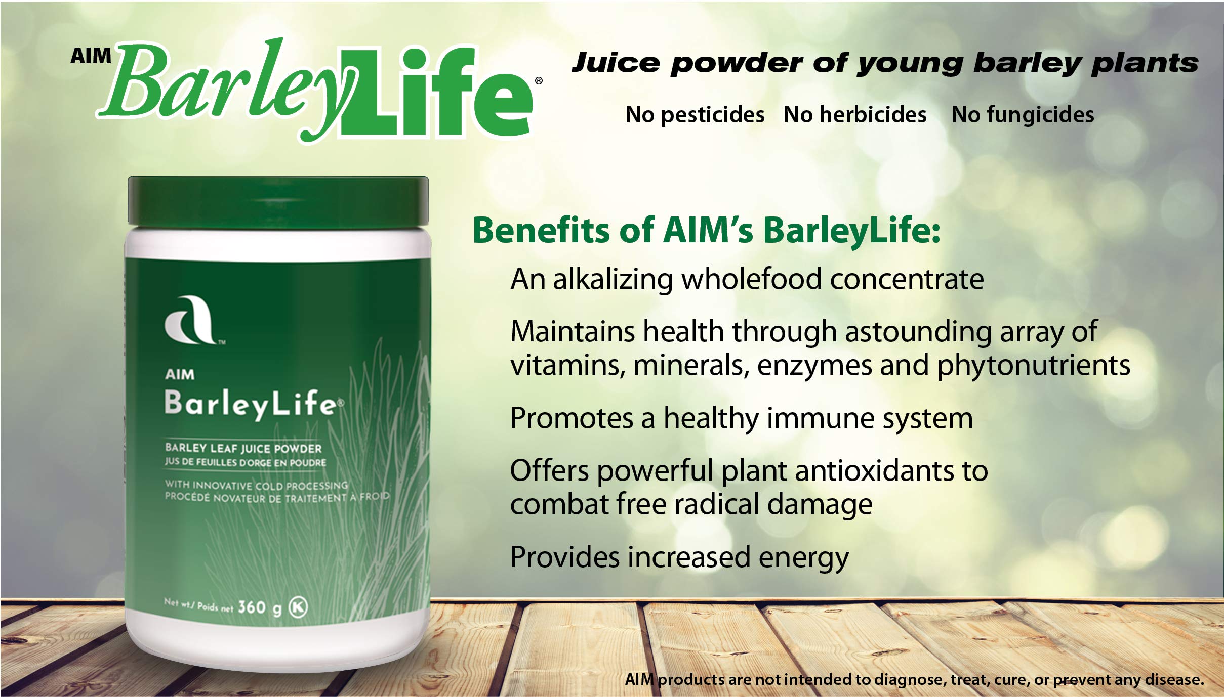 Aim BarleyLife powder-dispense jar ready to mix into drinks.