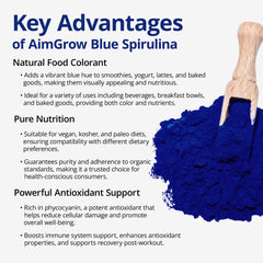 Aimgrow Blue Spirulina Powder yogurt bowl enriched with blue tint and nutrition.
