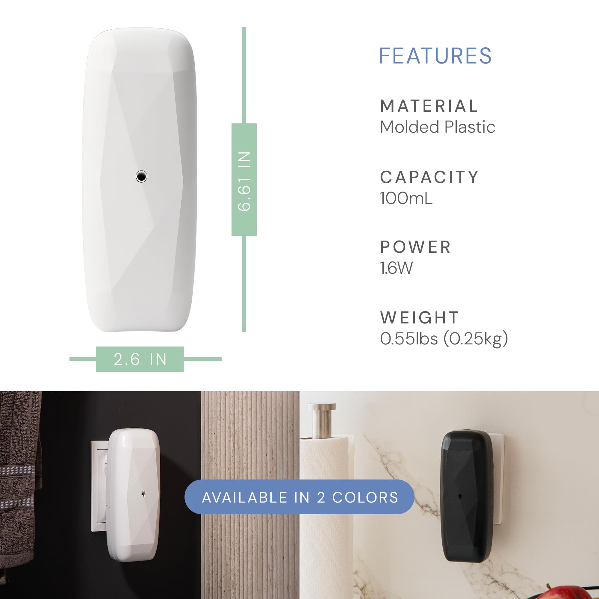 Air Esscentials Diamond diffuser in living room; quiet operation creates subtle ambiance.