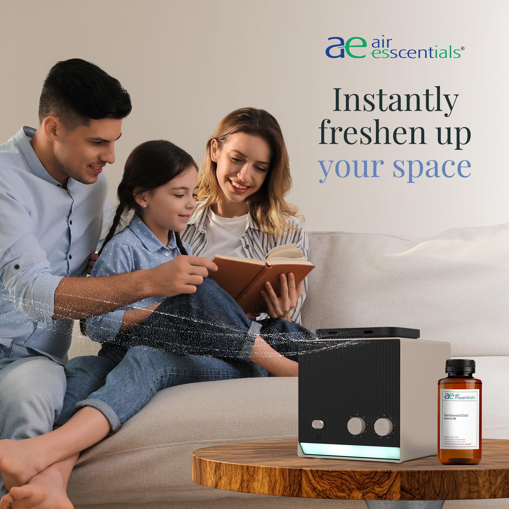 Air Esscentials diffuser oil packaging highlights premium blend