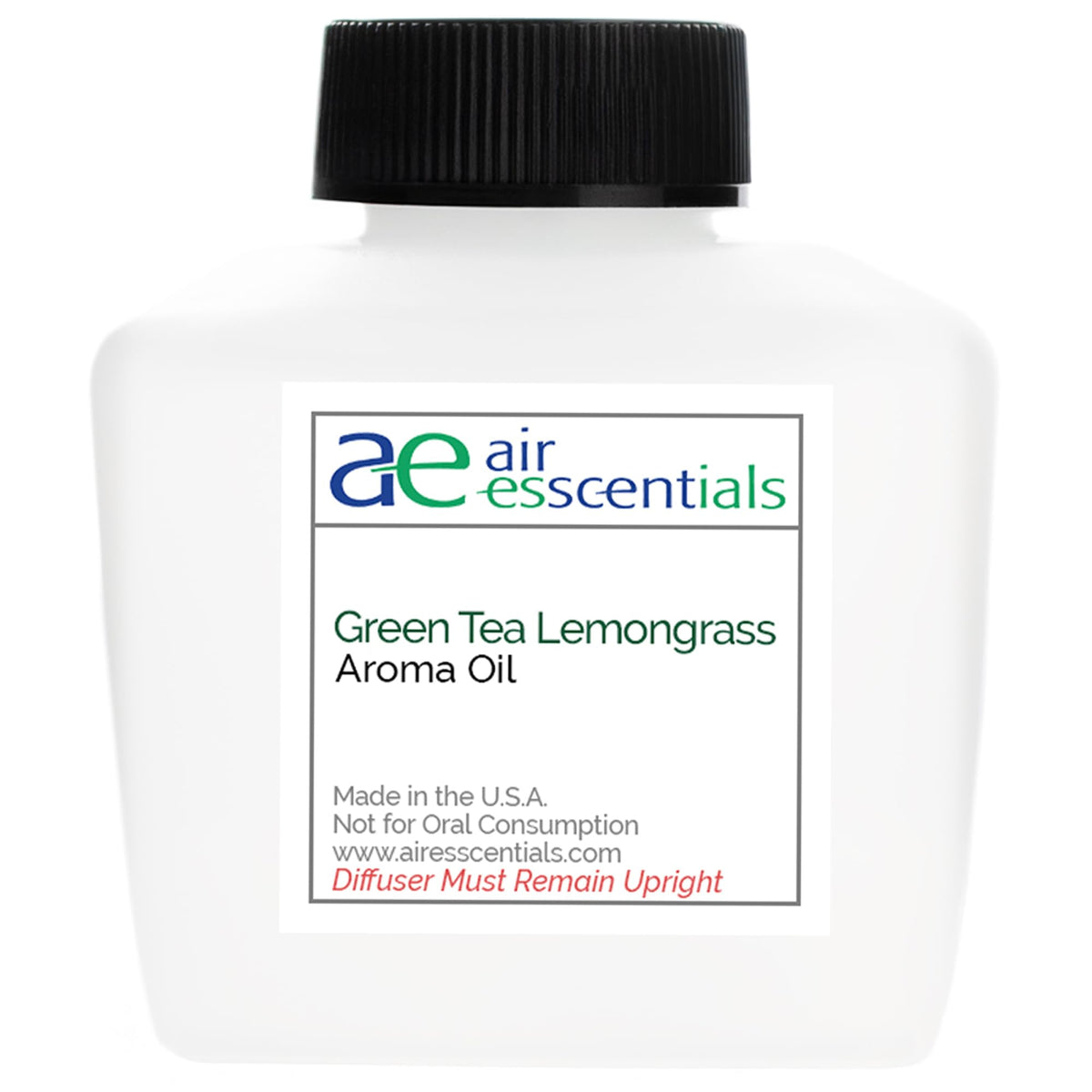 Air Esscentials green tea lemongrass bottle close-up highlighting a pure, lasting fragrance.