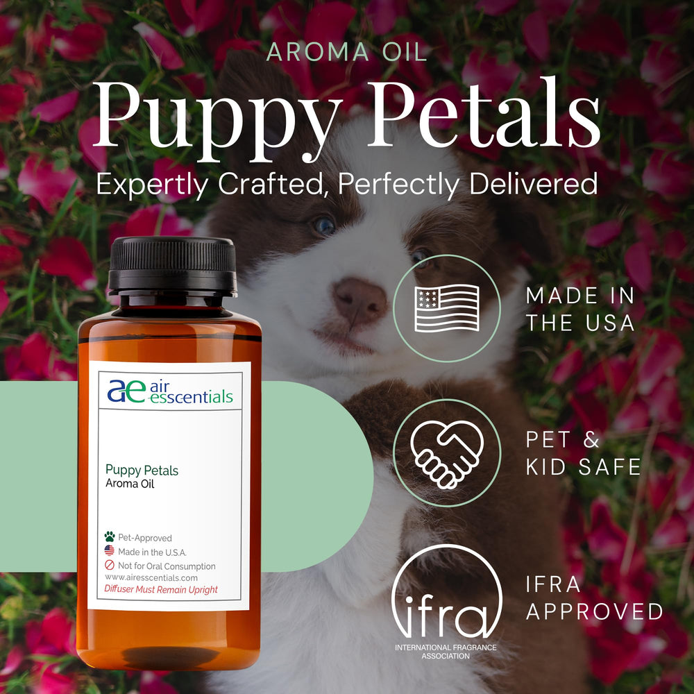 Air Esscentials Puppy Petals bottle pour demonstrates easy, consistent diffusion