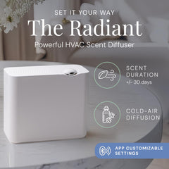 Air Esscentials Radiant app control interface for convenient fragrance scheduling.