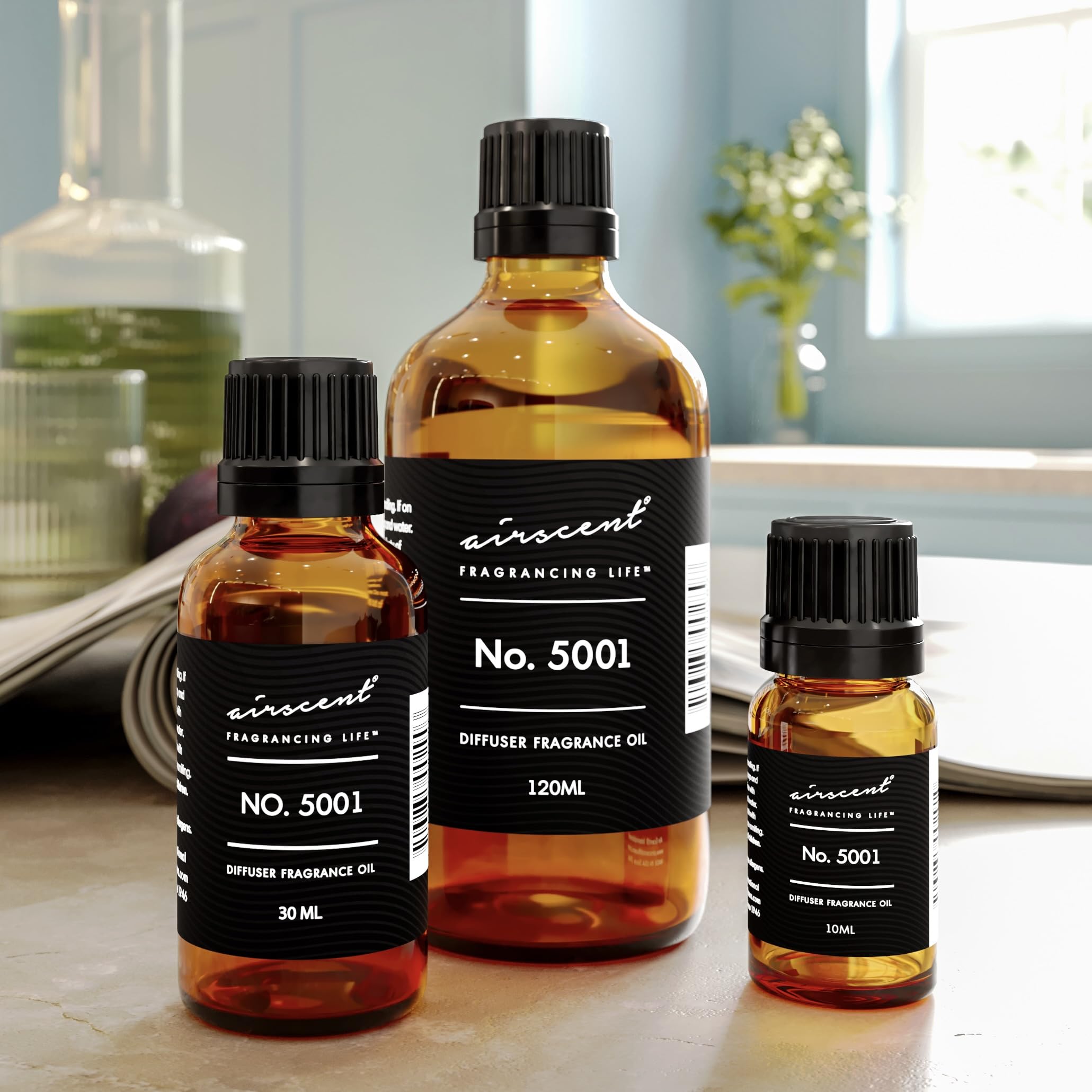 Air-Scent notes detail saffron, almond, jasmine for a refined profile
