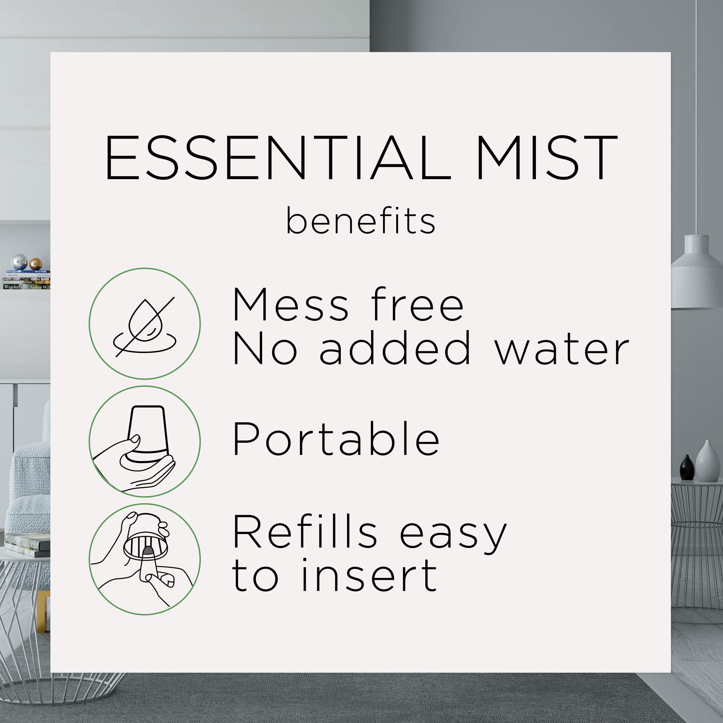 Air Wick Essential Mist refill ready-to-use pack for quick fragrance refreshment.