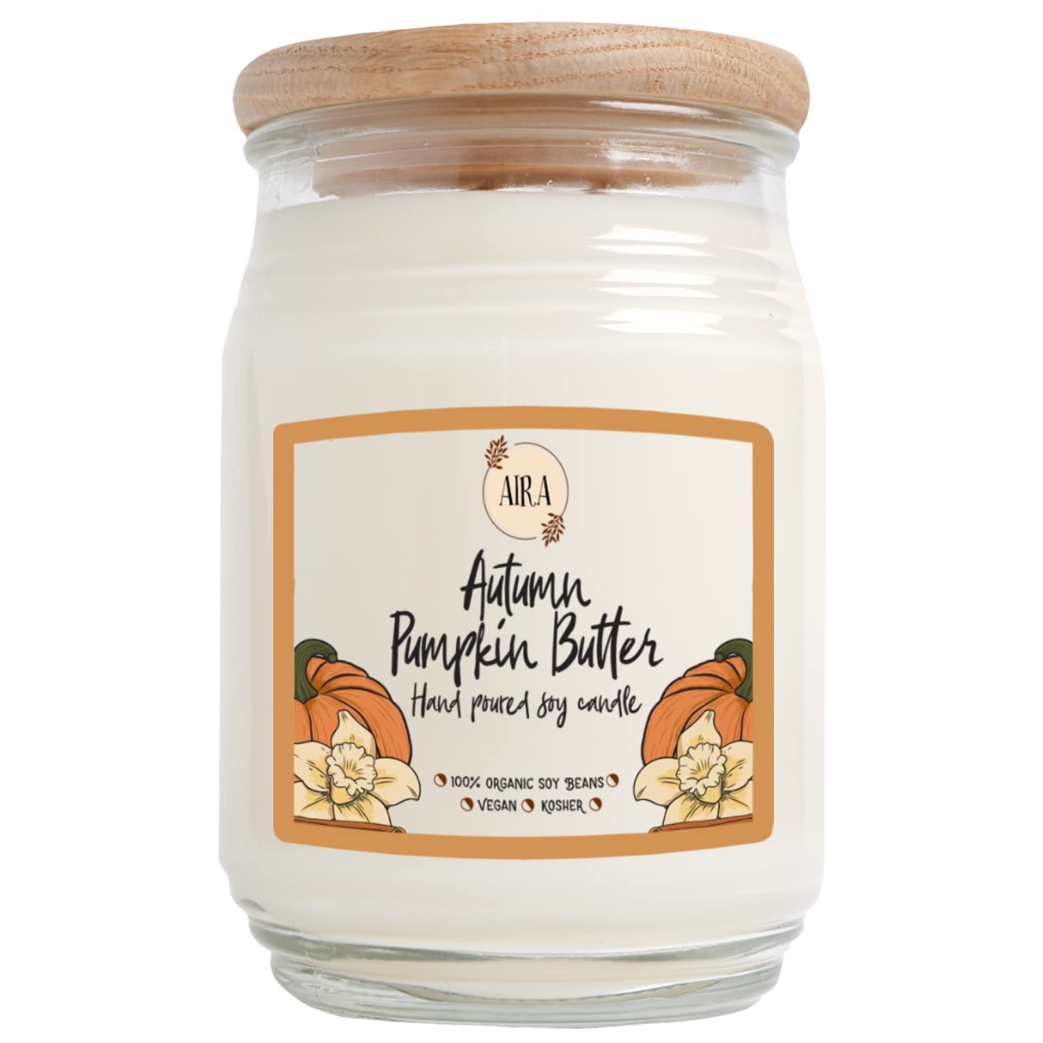 Aira hand-poured soy candle with a lead-free wick ensures clean burning.