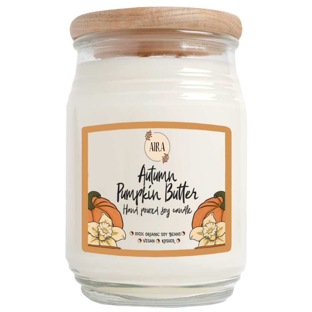 Aira hand-poured soy candle with a lead-free wick ensures clean burning.