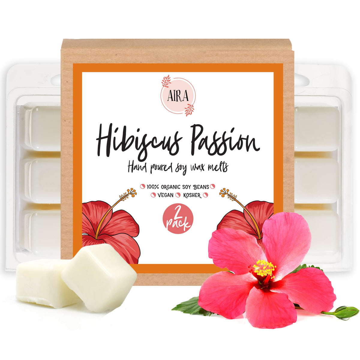 Aira Hibiscus Passion soy tart cubes fill a room with bright floral aroma