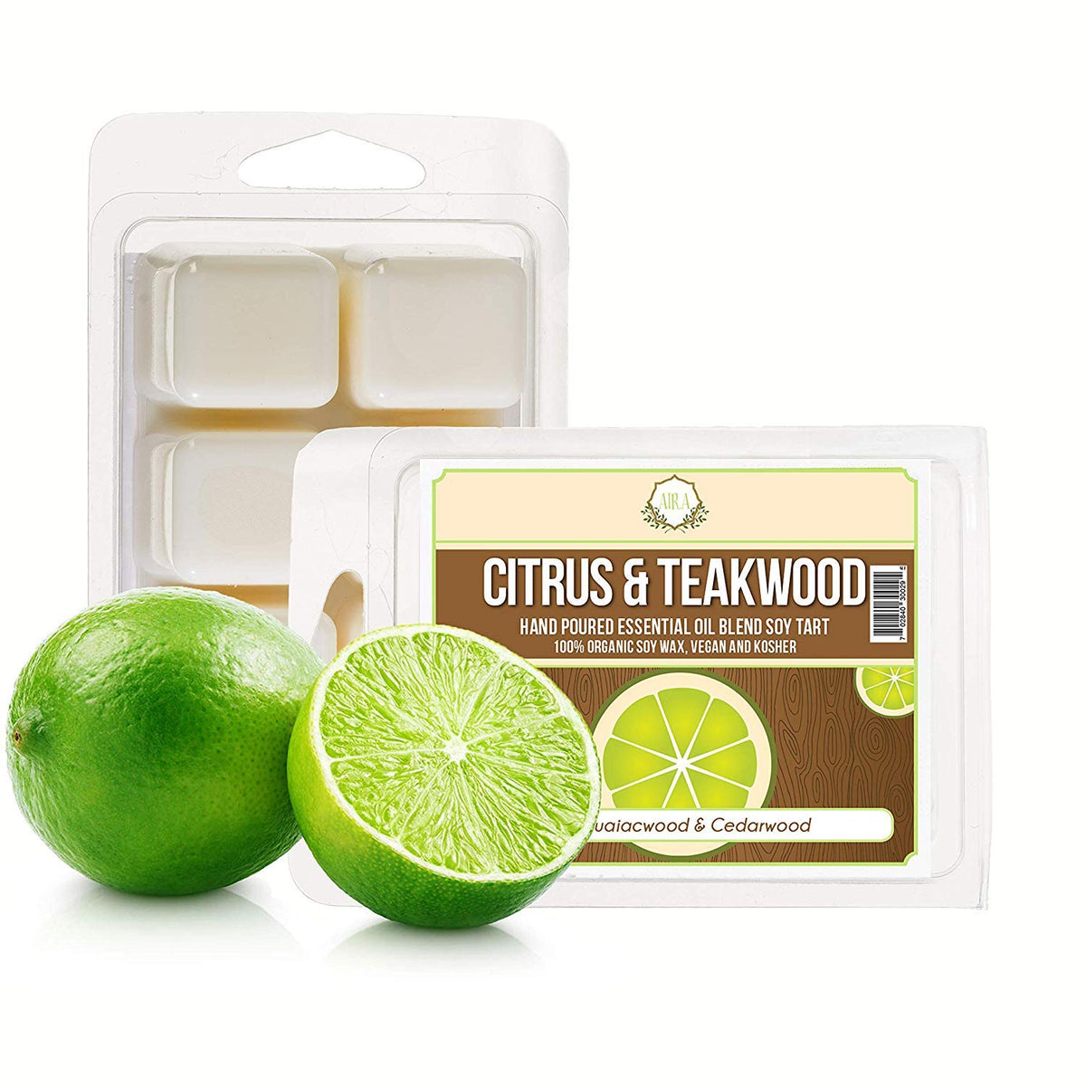 Aira Soy Tarts Citrus Teakwood cubes melting to create a cozy living room ambiance.