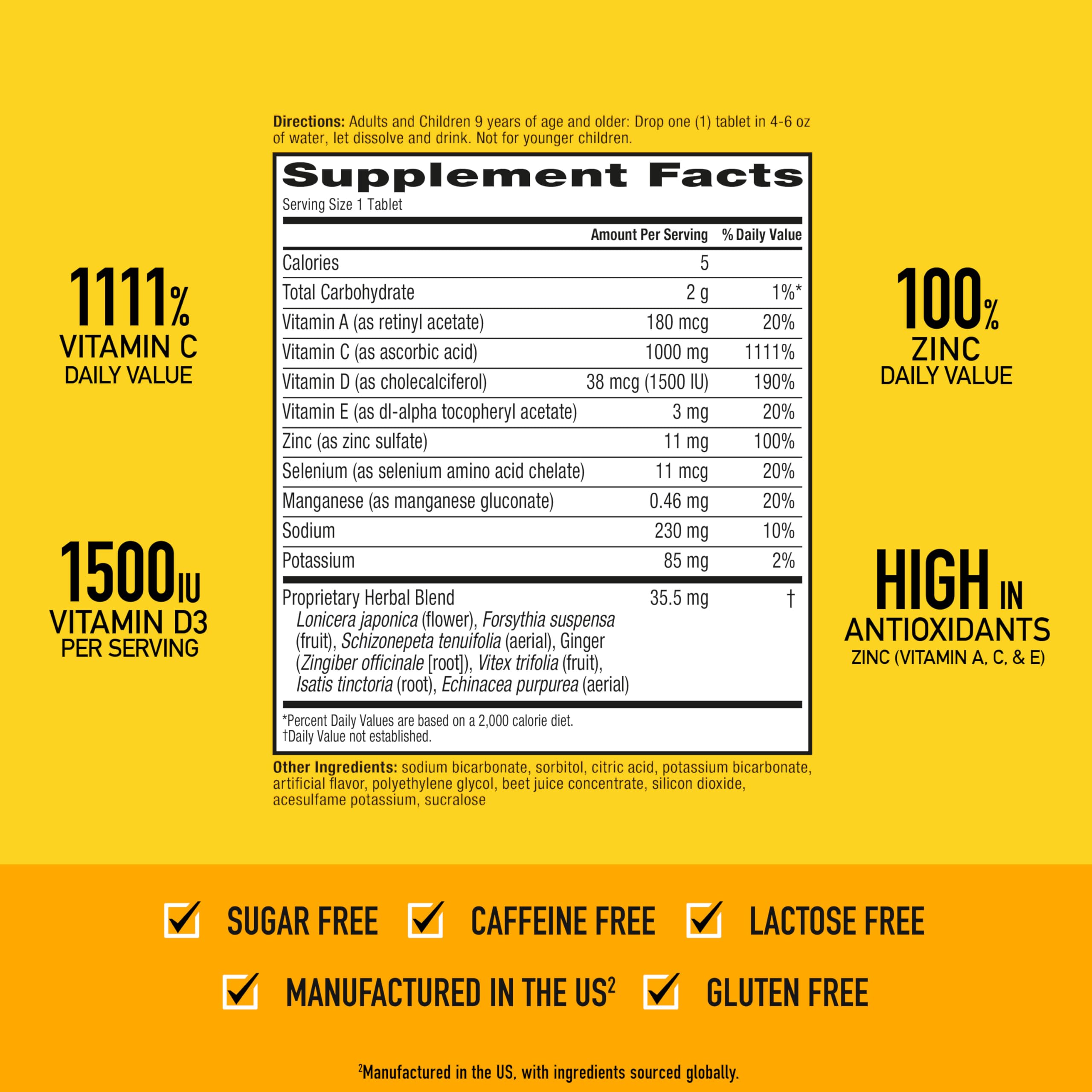 Airborne gluten-free immune-support badge on packaging indicating dietary suitability.