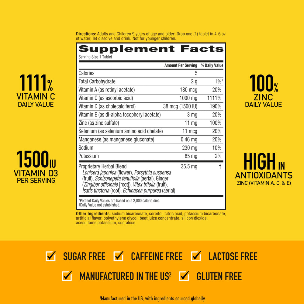 Airborne gluten-free immune-support badge on packaging indicating dietary suitability.