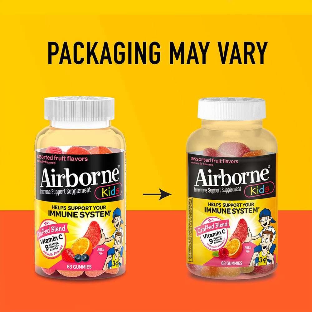 Close-up of Airborne Kids gummies texture and fruity flavor.