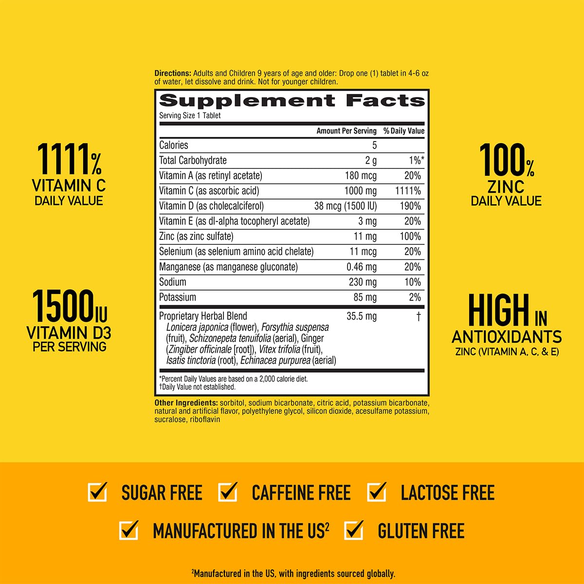 Airborne sugar-free label emphasizes gluten-free and lactose-free formula.