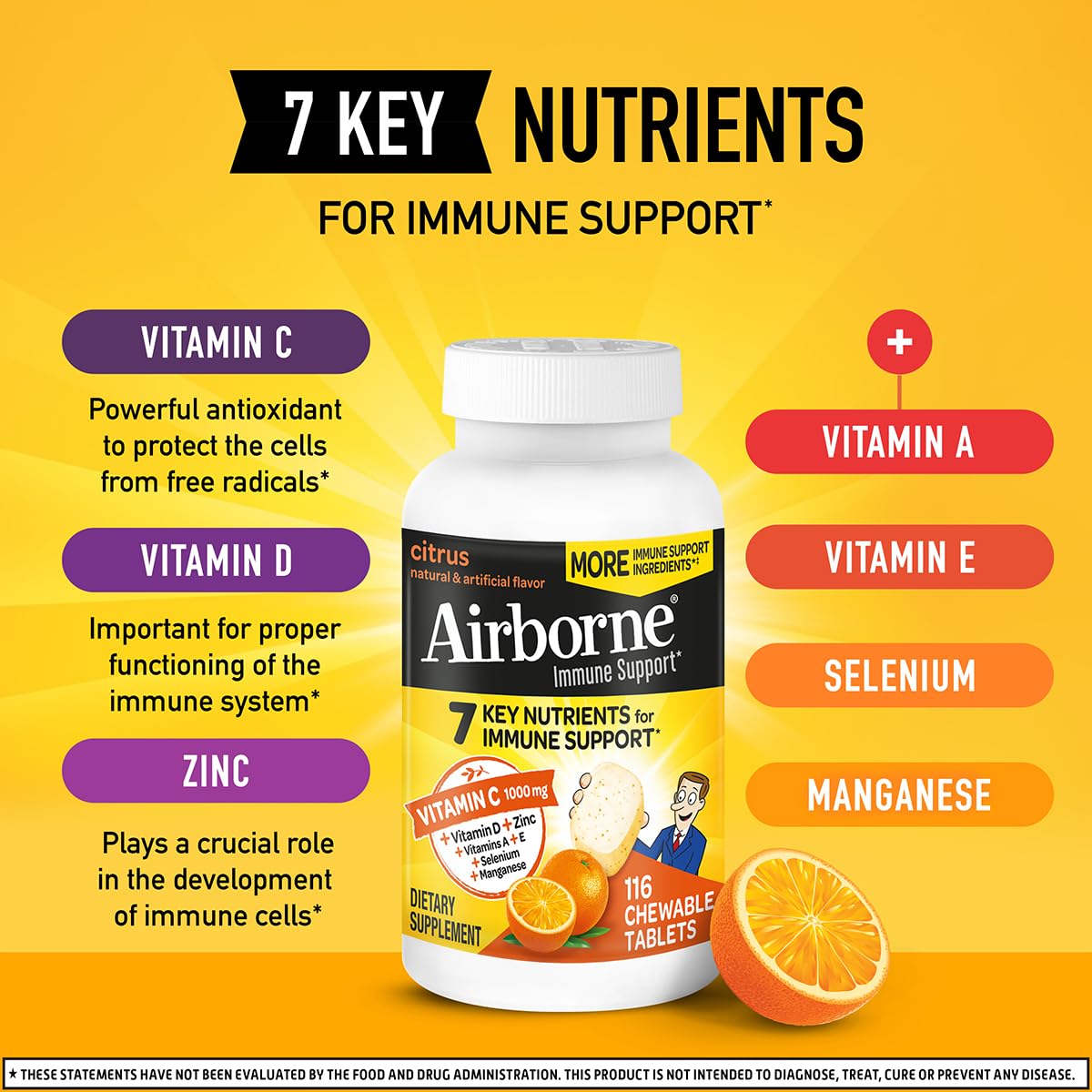 Airborne chewables in hand, travel-friendly daily use.