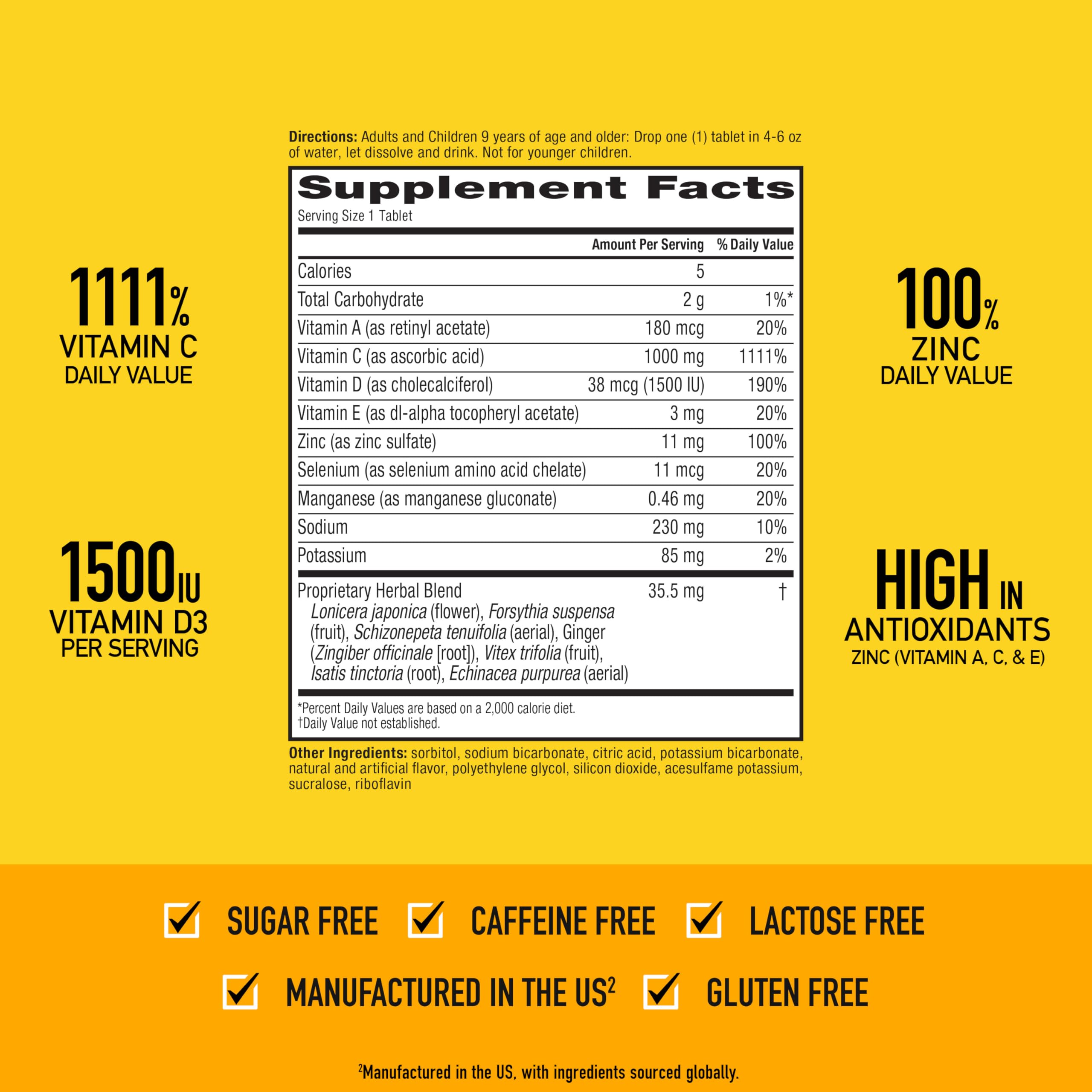 Airborne Zinc immune-support tablet highlighting zinc's role in immune function.