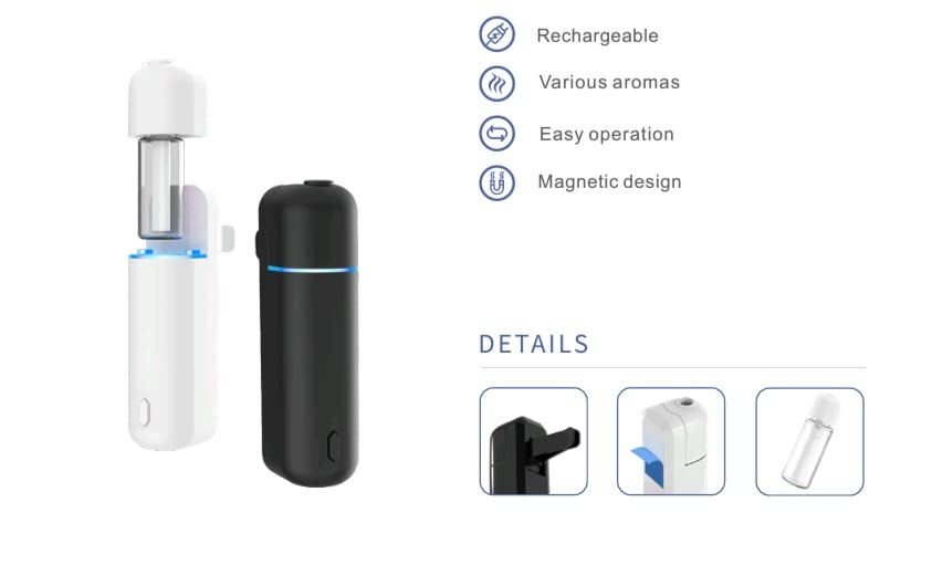 Aires Scent car diffuser showing auto on/off feature for discreet, worry-free use.