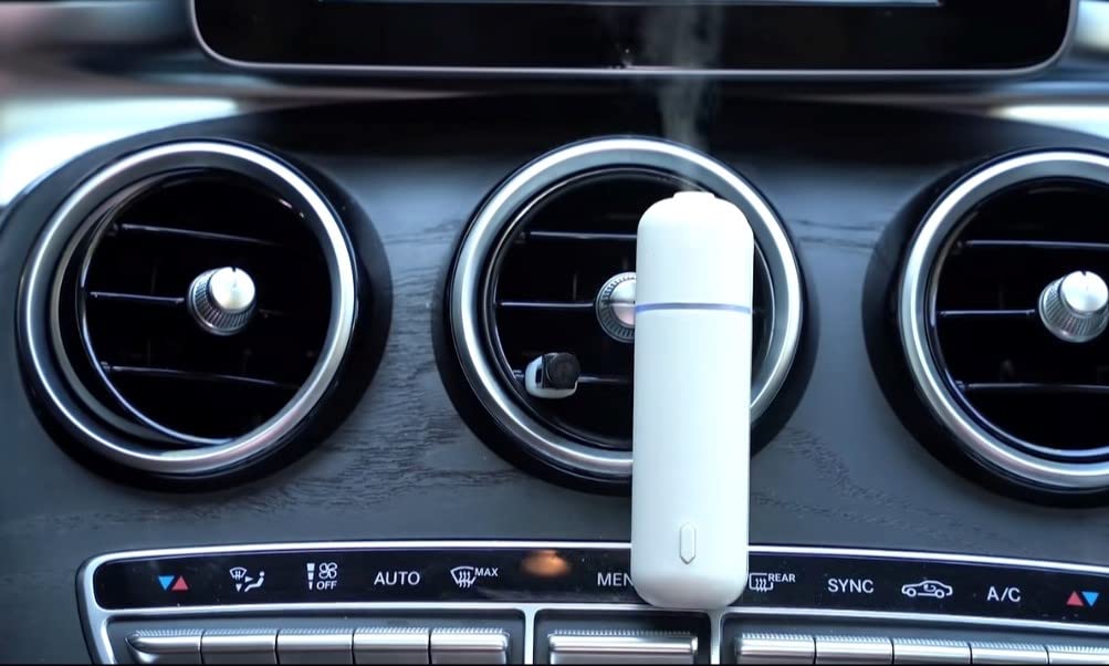 Aires Scent battery-powered diffuser for long-lasting scent on trips.