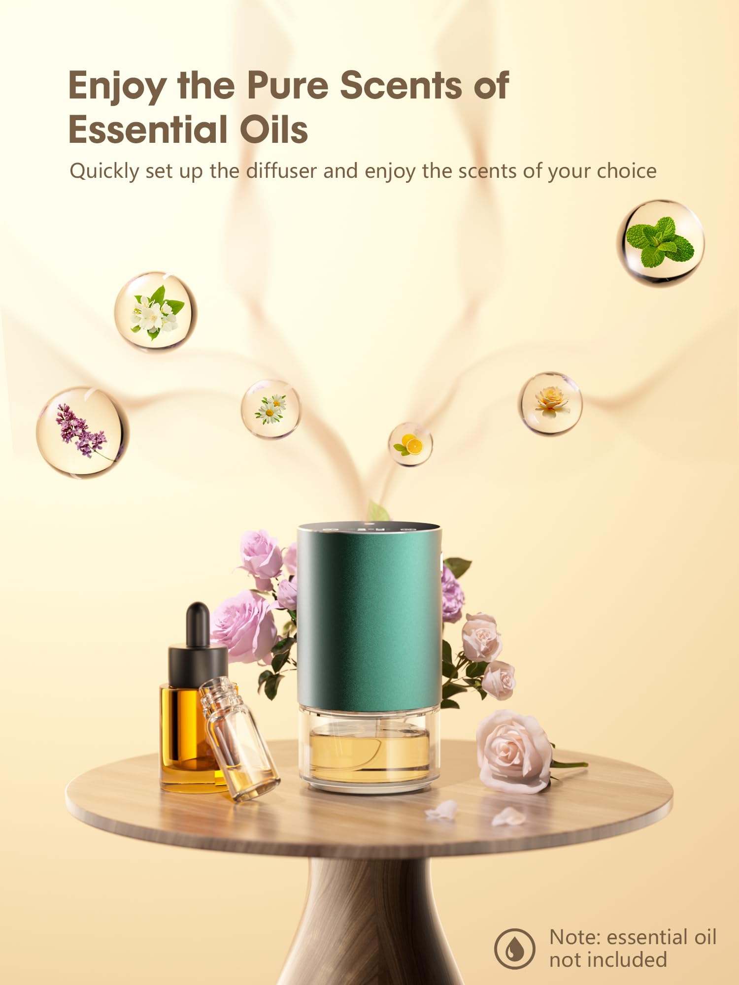 Airnasa Waterless Diffuser touch panel; intuitive control for quick scent adjustments.
