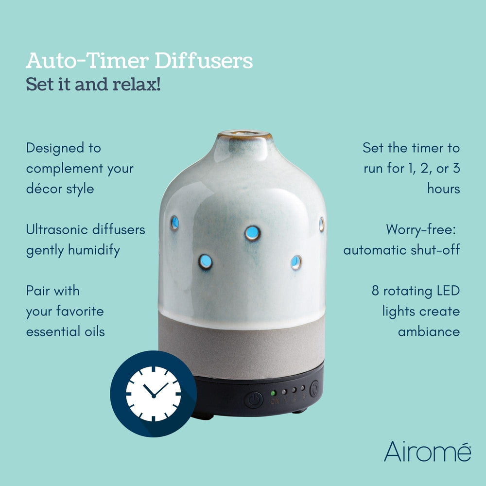 Airome ultrasonic mist diffuser delivering a soft fragrance quietly.